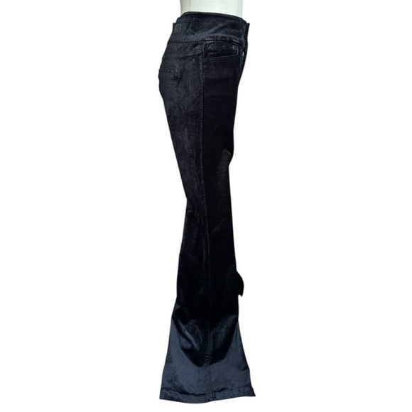 NWT Paige HR Lou Lou Velvet Wide Clean Front Flare Leg Pants Black Overdye 27 - Picture 4 of 13